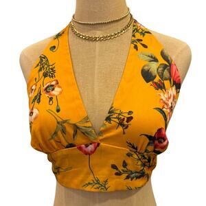 ZAFUL Yelow Floral Halter Top Shirt Women size M 6